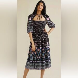 NWT Anthropologie Dasha Smocked Midi Dress